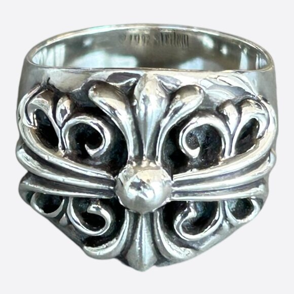 Chrome Hearts Silver Keeper Cross Floral Ring